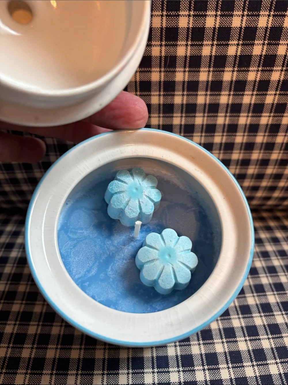 White Porcelain Lidded Canister homemade lavender soy candle